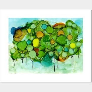 Drunken Forest Bubbly Abstract Trees Posters and Art